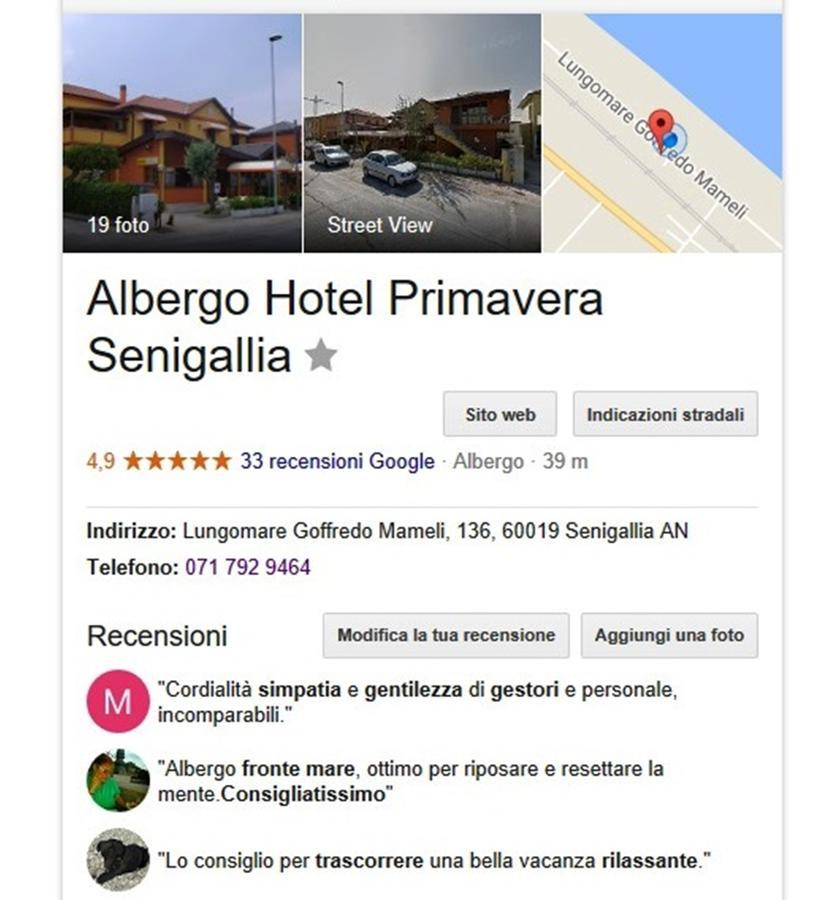Albergo Primavera Senigallia Eksteriør billede